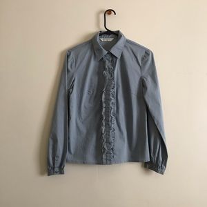 Blue blouse with lace trim detail